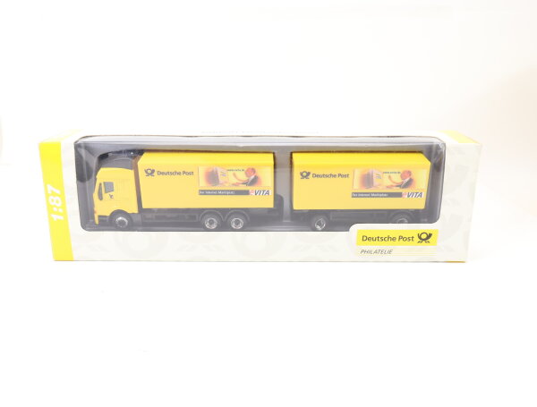 Schuco H0 Modellauto LKW Iveco Lastzug "Deutsche Post eVita - Expo2000" 1:87 OVP
