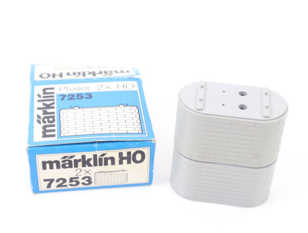 Märklin H0 7253 2x Pfeiler Brückenpfeiler grau / Kunststoff 30 mm
