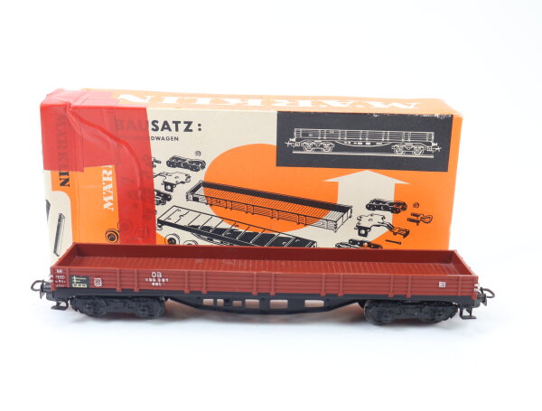 Märklin H0 4914 Güterwagen Niederbordwagen 4-achsig 496 391 DB / aus Bausatz