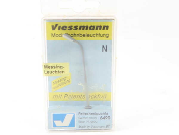 Viessmann N 6490 Peitschenleuchte 64 mm hoch grau LED weiß / OVP