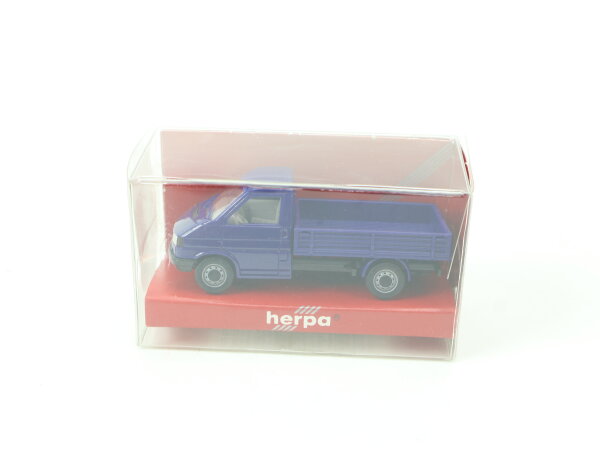 Herpa H0 Modellauto PKW VW T4 Transporter Pritsche blau 1:87