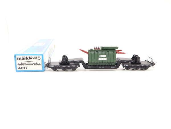 Märklin H0 4617 Güterwagen Tiefladewagen mit Trafo "Trafo Union" 980 896 DB /OVP
