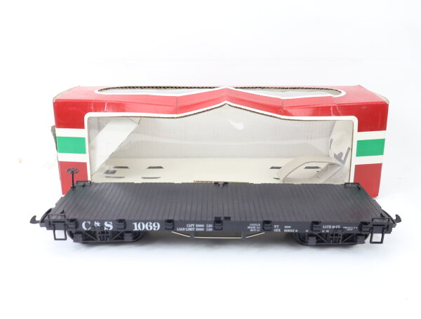 LGB Spur G 42690 Güterwagen Flachwagen ohne Ladung schwarz "C&S" 1069