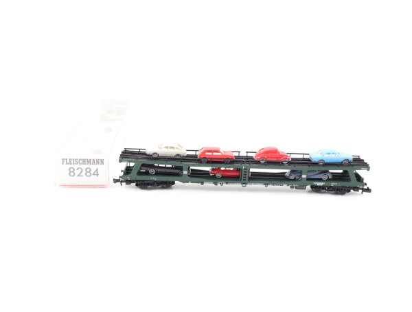 Fleischmann Spur N 8284 Güterwagen Doppelstock-Autotransportwagen beladen 7 PKWs