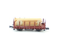 Minitrix N 51 3587 00 Güterwagen Rungenwagen mit Holz-Ladung DB 527-6