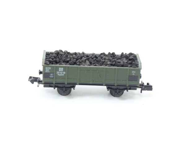 Piko N 5/4125 offener Güterwagen Hochbordwagen mit Kohle-Ladung grün 25-12-19 DR