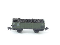 Piko N 5/4125 offener Güterwagen Hochbordwagen mit Kohle-Ladung grün 25-12-19 DR