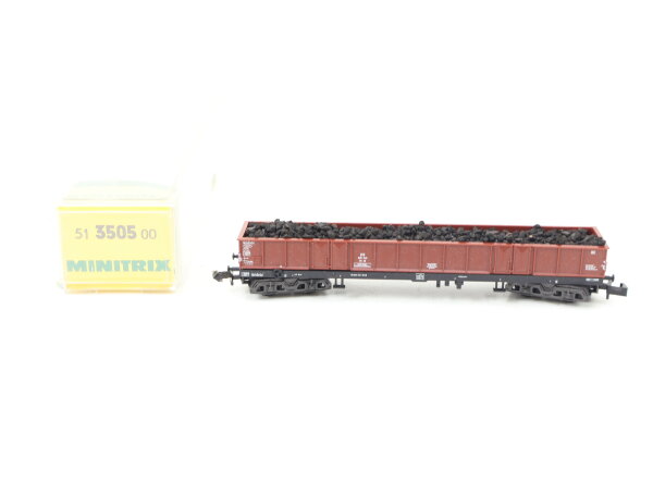 Minitrix N 51 3505 00 offener Güterwagen Hochbordwagen mit Ladung 630 049 DB/OVP