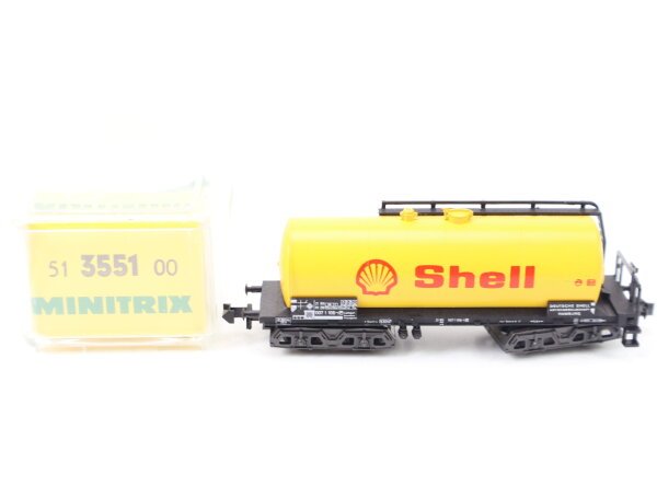 Minitrix Spur N 51 3551 00 Güterwagen Kesselwagen "Shell"007 1 106-7 DB gelb