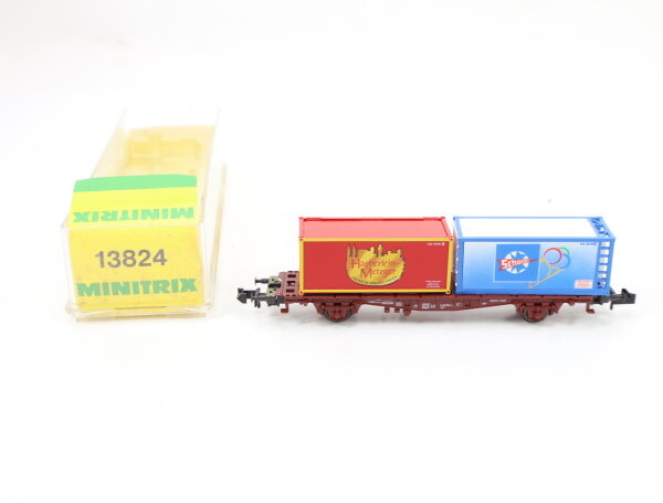 Minitrix N 13824 Güterwagen Containerwagen Schöller & Haeberlein 440 6 763-3 DB