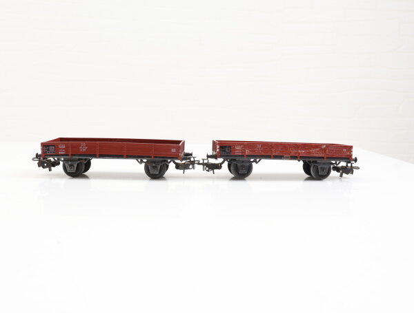 2x Märklin H0 4503 offener Güterwagen Niederbordwagen 464 637 X05 braun DB