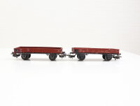 2x Märklin H0 4503 offener Güterwagen Niederbordwagen 464 637 X05 braun DB