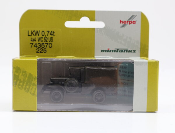 Herpa minitanks H0 225 Militärfahrzeug LKW 0,74t 4x4 WC 52 US 1:87 OVP