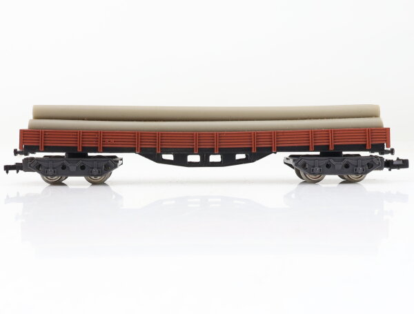Ibertren Spur N Güterwagen Niederbordwagen lang beladen mit Röhren