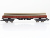 Ibertren Spur N Güterwagen Niederbordwagen lang beladen mit Röhren