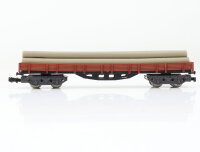 Ibertren Spur N Güterwagen Niederbordwagen lang beladen mit Röhren