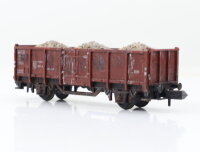 Minitrix N 3529 Güterwagen Hochbordwagen mit Erzladung 508 5 383-9 DB /patiniert