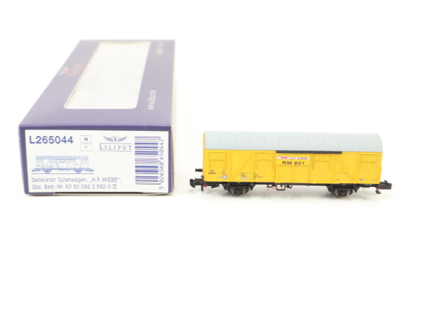 Liliput N L265044 gedeckter Güterwagen H.F. Wiebe Bauzug 092 3 592-0 DB / NEM