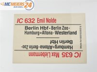 Zuglaufschild Waggonschild IC Berlin - Berlin Zoo - Hamburg - Westerland E568