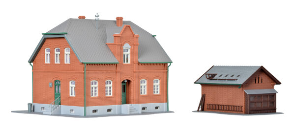Kibri H0 38188 Gebäude-Bausatz Siedlungshaus Wohnhaus Oberhausen mit Nebengebäude