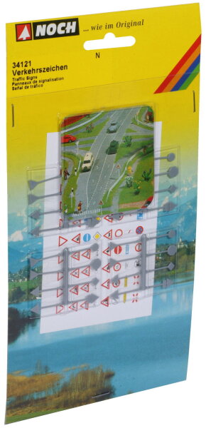 Noch Spur N 34121 80x Verkehrszeichen Schilder zum Aufkleben, farbig gedruckt