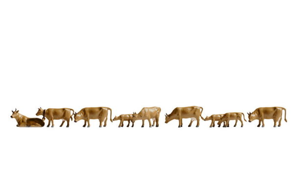 Noch Spur N 36722 Figuren-Set Tiere Kühe, dunkelbraun 1:160