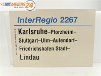 E244 Zuglaufschild Waggonschild InterRegio 2267 Karlsruhe...