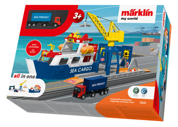 Märklin my world H0 72223 Hafenstation mit Frachtschiff und Hafenkran LKW 1:87