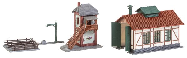 Faller Spur N 222108 Nebenbahnlokschuppen mit Blockstelle Gebäude-Bausatz-Set 1:160