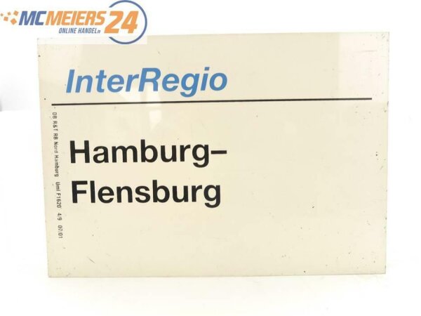 E244 Zuglaufschild Waggonschild InterRegio Hamburg - Flensburg