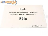 Zuglaufschild Waggonschild Köln - Kiel E656