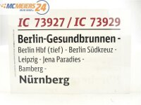 E244 Zuglaufschild Waggonschild IC 73927 / 73929 Berlin-Gesundbrunnen - Nürnberg