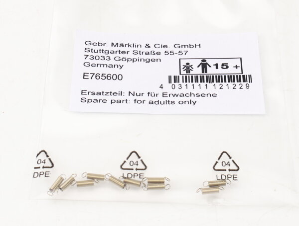 Märklin H0 E765600 Zugfeder für Pantographen 2,0/ 8,5 (10 Stück) Ersatzteil