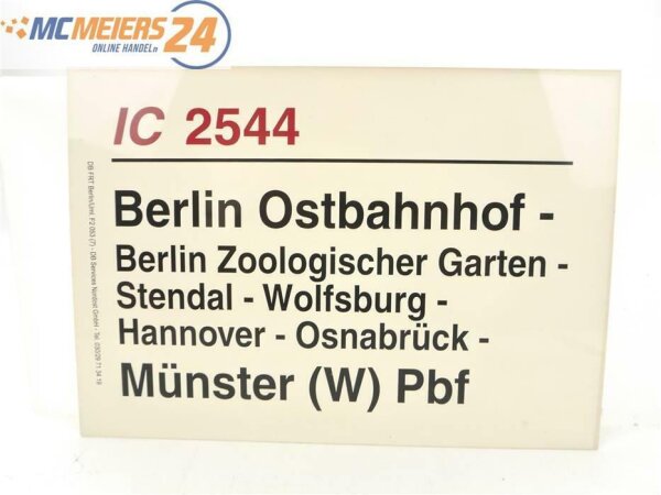 E244 Zuglaufschild Waggonschild IC 2544 Berlin Ostbahnhof - Münster (W) Pbf