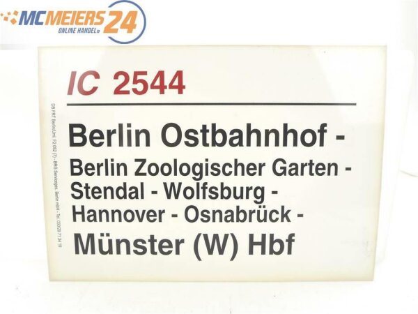 E244 Zuglaufschild Waggonschild IC 2544 Berlin Ostbahnhof - Münster (W) Hbf