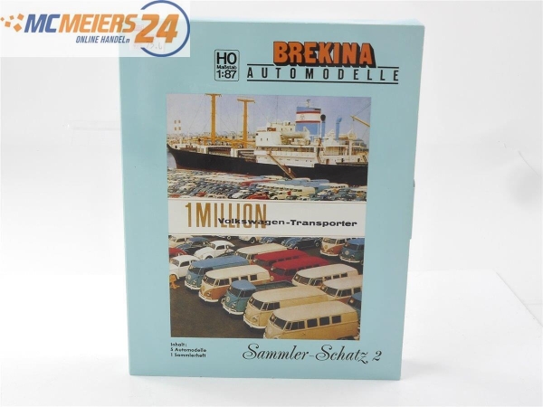 Brekina H0 Sammler-Schatz 2 Modellauto-Set 5x VW Transporter und Sammlerheft 1:87