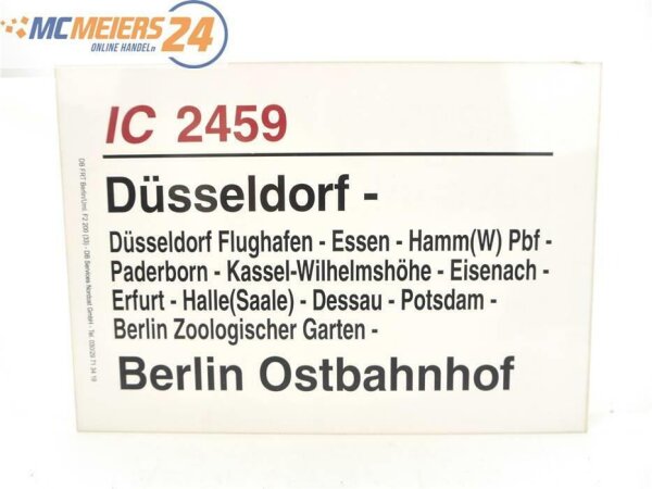 E244 Zuglaufschild Waggonschild IC 2459 Düsseldorf - Kassel - Berlin Ostbahnhof