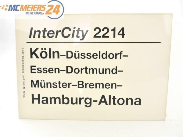 E244 Zuglaufschild Waggonschild InterCity 2214 Köln - Münster - Hamburg-Altona