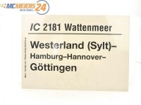E244 Zuglaufschild Waggonschild IC InterCity 2181/2274 Westerland Karlsruhe