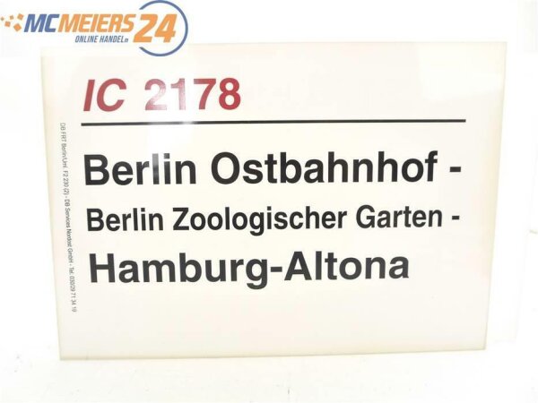 E244 Zuglaufschild Waggonschild IC 2178 Berlin Ostbahnhof - Hamburg-Altona
