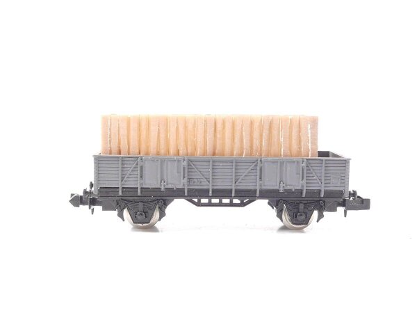 Ibertren N offener Güterwagen Niederbordwagen mit Ladegut grau