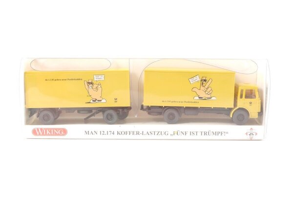 Wiking H0 32-17 Modellauto LKW Koffer-Lastzug MAN  12.174 "Fünf ist Trümpf"1:87