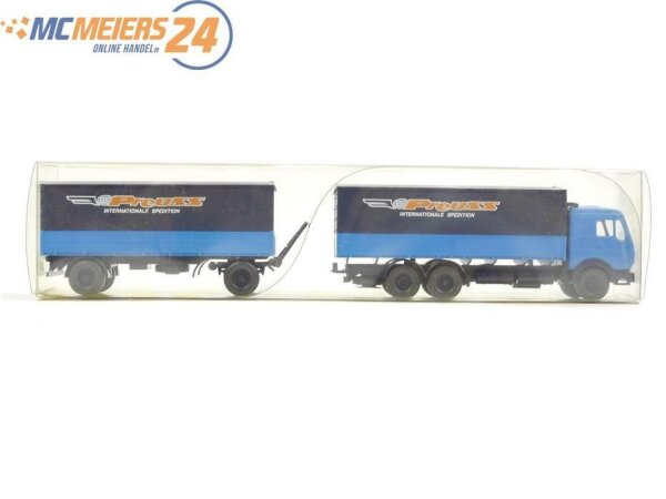 E169 Wiking H0 26 456 Modellauto LKW Pritschen-Lastzug MB 2238 "Preuss" 1:87
