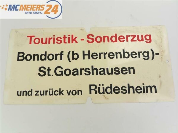 E173 Zuglaufschild Waggonschild Touristik Sonderzug - Bondorf - Rüdesheim