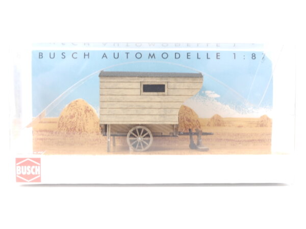 Busch H0 59932 Modellauto Anhänger "Schäferwagen" mit Deichselaufleger 1:87