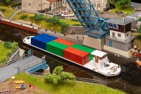 Faller H0 131013 Modellschiffe Flussfrachter mit Containern