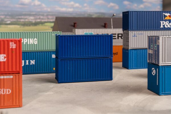 Faller H0 182054 Container 20 Container, blau, 2er-Set