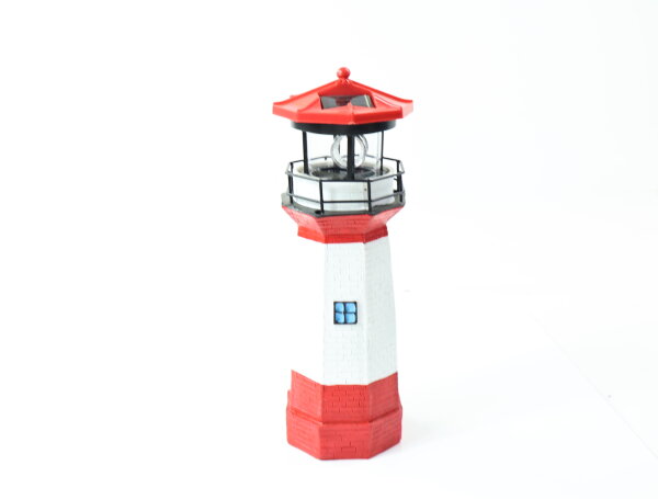 Solar LED Leuchtturm ca. 27cm rot/weiß