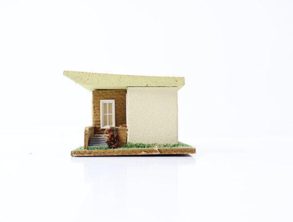 Spur H0 Gebäude Wohnhaus Einfamilienhaus / Pappe Holz Licht