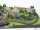 Eigenbau Spur N Landschaftsbau Diorama Bergkette mit Dorf Brücke Gleisoval/Licht